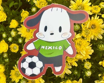 Soccer Dog Mexico Soccer sticker, laptop sticker, waterproof, water bottle, cute, stickers for journal, kawaii stickers