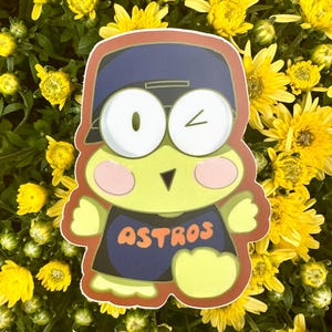 Astros Keroppi-inspired sticker, laptop sticker, waterproof, water bottle, cute, stickers for journal, kawaii stickers, frog