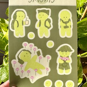 Smiski inspired sticker sheet, laptop sticker, waterproof, water bottle, introvert sticker, cute, journaling, kawaii stickers, trinkets