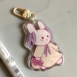Cute Bunny Keychain, ribbons, bows, bag decoration, kawaii art, flowers, gift idea