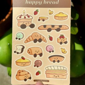 Bread sticker sheet, laptop sticker, waterproof, introvert sticker, cute, journaling, kawaii stickers, stationary, Jellycat-inspired