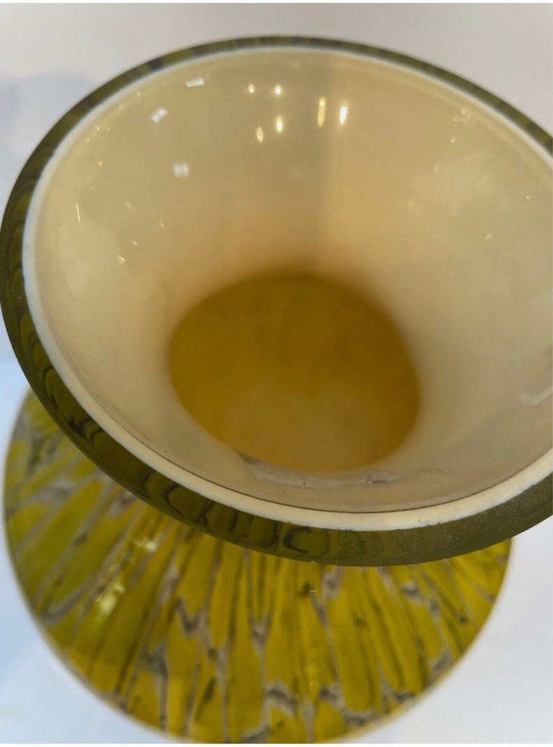 Unique Hand Blown Glass Yellow Vase Etsy