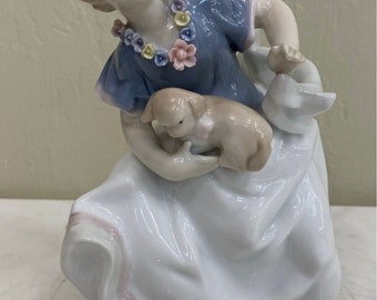 Porcelain Figurine - Little Girl With Puppies