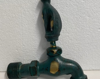 Multi-Patinated Brass Outdoor Garden Spigot/Faucet with Cat, New