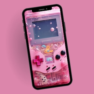 Realistic 3D Pink Gameboy Phone Wallpaper, Retro Gaming Phone Background, Mobile Digital Download,