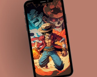 One Piece Manga Cartoon Phone Wallpaper, Unique Anime Phone Background, Mobile Digital Download,