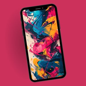 Energetic and Colorful Graffiti Phone Wallpaper, Urban Street Phone Background, Mobile Digital Download,