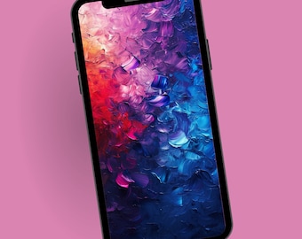 Vibrant Oil Paint Phone Wallpaper, Mobile Lock Screen (Digital Download)