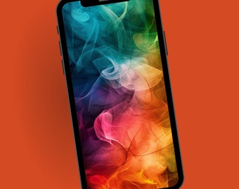 Kolorowa, abstrakcyjna tapeta na telefon, żywa sztuka dymu (do pobrania w wersji cyfrowej)