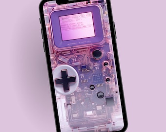 Realistic 3D Purple Gameboy Phone Wallpaper, Retro Gaming Phone Background, Mobile Digital Download,