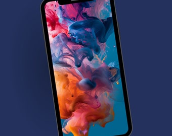 Kolorowa tapeta na telefon z efektem dymu, żywe tło telefonu komórkowego (do pobrania cyfrowego)