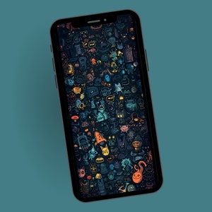 Diverse Icon Collection Phone Wallpaper, Eclectic Digital Art Phone Background, Mobile Digital Download,