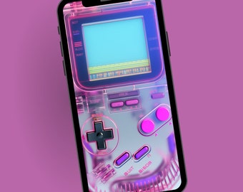 Realistic 3D Pink Gameboy Phone Wallpaper, Retro Gaming Phone Background, Mobile Digital Download,