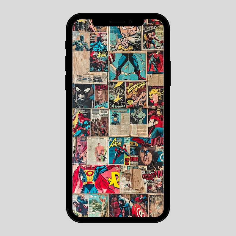 Comic Book Page With Superheroes Phone Wallpaper, Dynamic Comic Art ...