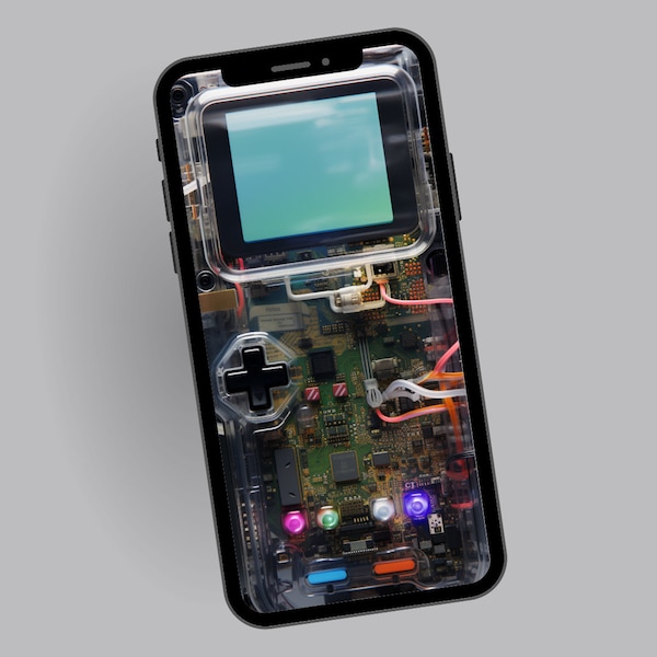 Realistic 3D Dark Gameboy Phone Wallpaper, Retro Gaming Phone Background, Mobile Digital Download,