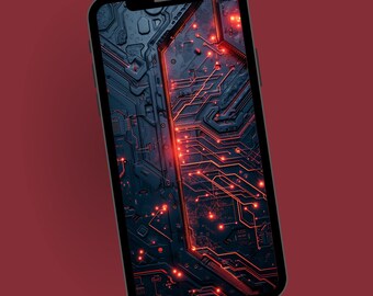 3D Technological Circuit Board Design Phone Wallpaper, Futuristic Circuitry Phone Background, Mobile Digital Download,