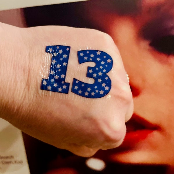 Taylor Eras Tour 13 Temp Hand Tattoo, Eras Tour Movie Temporary Hand Tattoo, Number Thirteen Concert Outfit, Concert Outfit, Temporary Ink