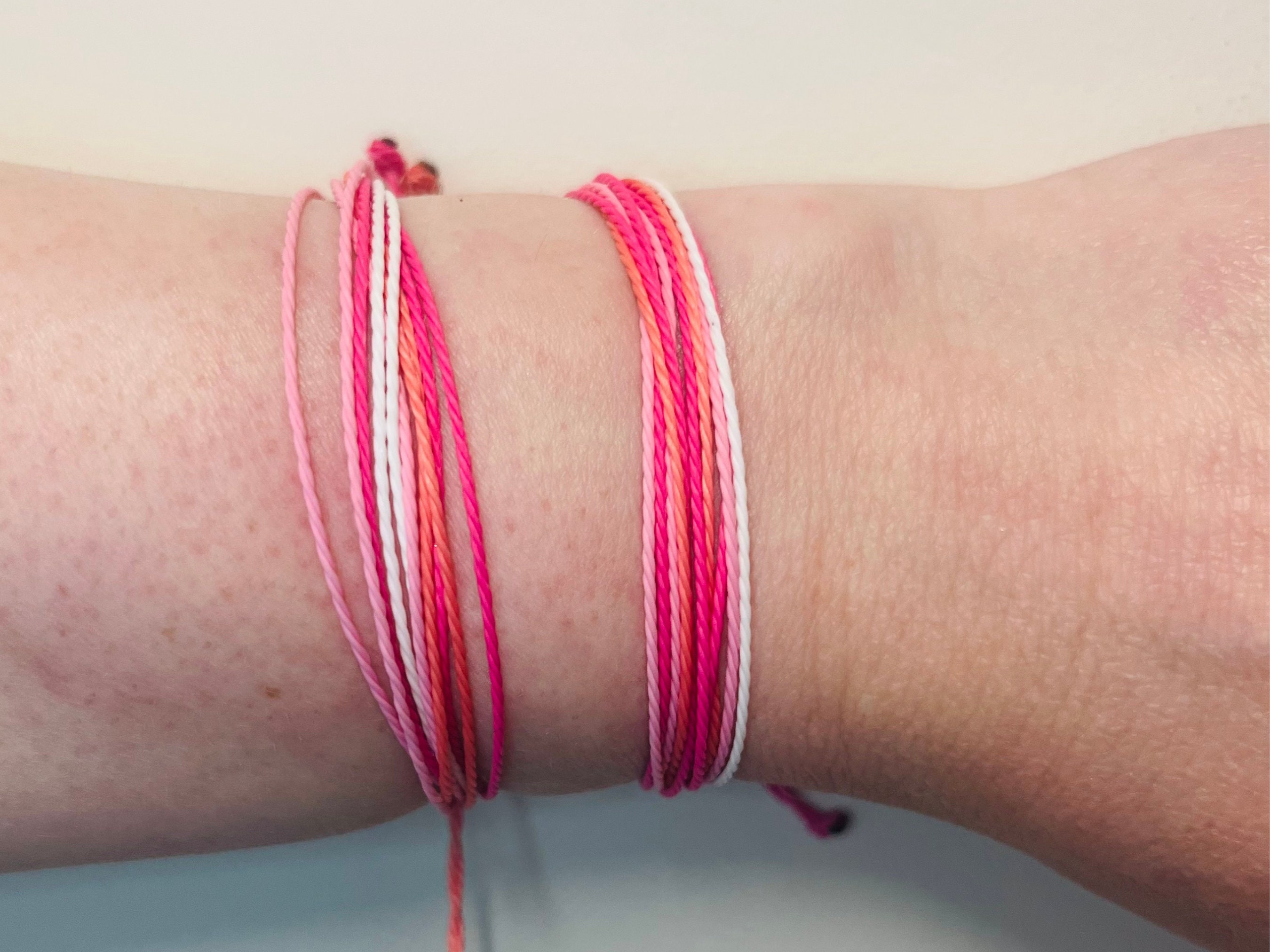 Pink String Bracelet for Daughter, Adjustable Jewelry for Women