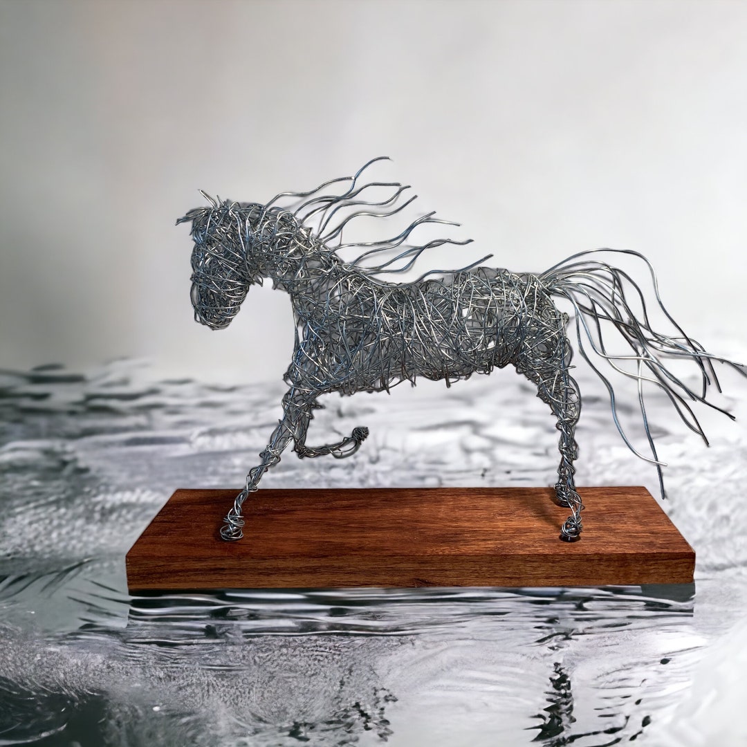 Original horse sculpture inspired by the spirit of winter. Clay over wire  armature, painted in acrylics. : r/Sculpture