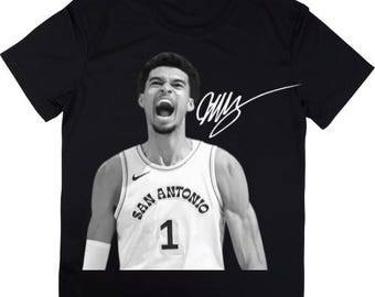 Descarga digital PNG de la firma Victor Wembanyama, camisetas gráficas de baloncesto, impresión de transferencia DTF de baloncesto, diseño de camiseta de baloncesto PNG