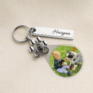 Personalized Pet Projection Photo Keychain, Custom Pet Name and Picture Keepsake, Memorial Gift for Pet Lovers