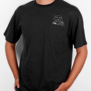 Embroidered Dog Pocket T-shirt with Name, Personalized Comfort Colors T-shirts,  Dog Mom Dad Shirts, Gift for Dog Lover, Gift for Mom