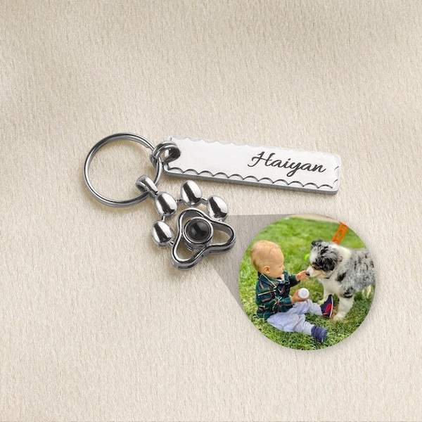 Photo Projection Memorial Keychain Etsy