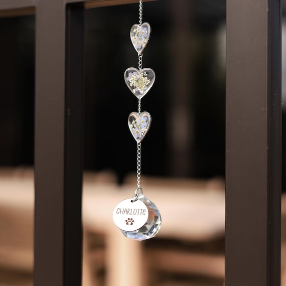 Personalized Pet Memorial Suncatcher, Dog Loss Gift, Custom Pet Sympathy Gift, Rainbow Bridge Keepsake, Engraved Dog Name Remembrance