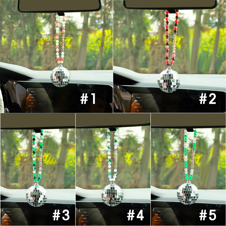 Disco Ball Car Charm, Beaded Rear View Mirror Accessory - Etsy