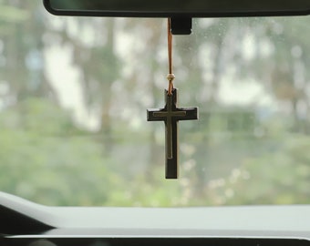Cross Pendant For Car Rearview Mirror - Stainless Steel Hanging Ornament