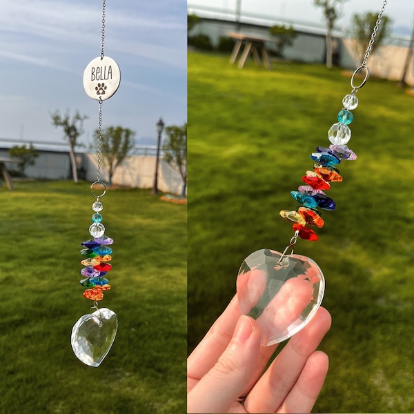 Custom Pet Memorial Suncatcher, Personalized Pet  Keepsake, Rainbow Bridge Gift, Sympathy Loss of Dog or Cat