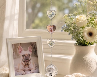 Pet Memorial Gift, Personalized Pet Photo Suncatcher, Dog Loss Sympathy Gift, Rainbow Bridge Keepsake, Custom Dog Cat Remembrance