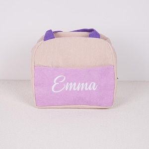 Benutzerdefinierte Name Cord Lunch Tasche, bestickte Lunch Tasche, personalisierte Warme Lunch Tasche, Monogramm Lunch Kühltasche, Geschenk für sie