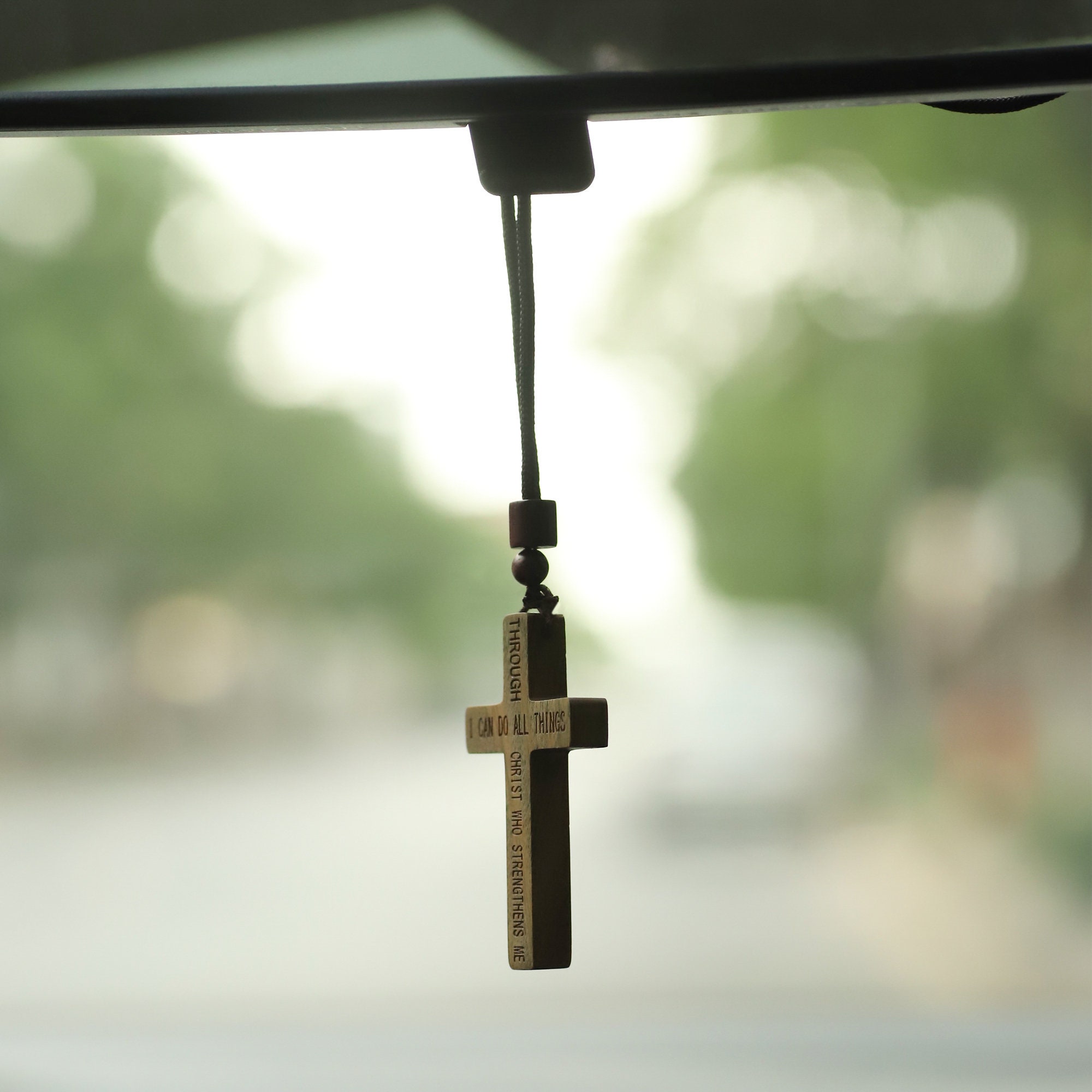 Autospiegel Hängeaccessoires, Kreuz Hängeornament, Weihnachtsgeschenk, I Can Do All Things Autozubehör, Kreuz für Autospiegel