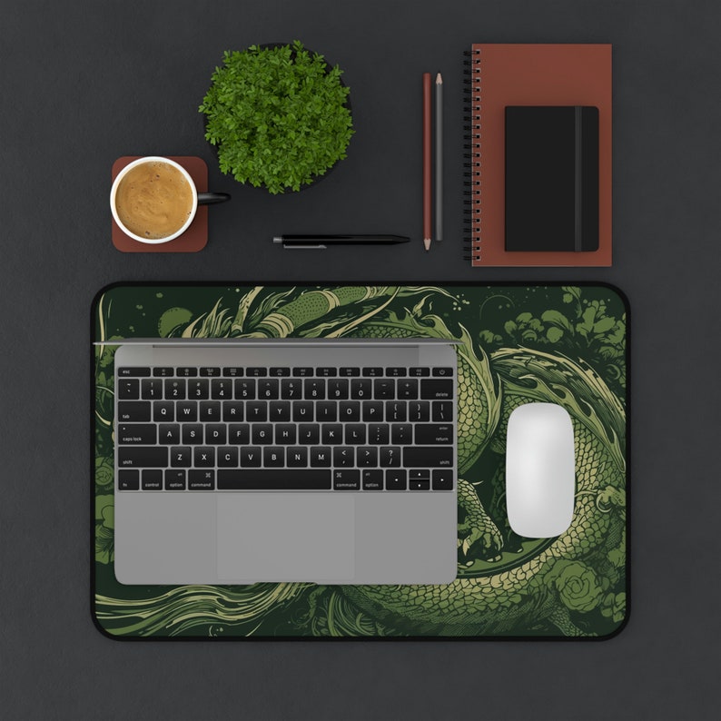 Japanese Green Dragon Antislip Desk Mat, XXL Mouse and Keyboard Laptop
