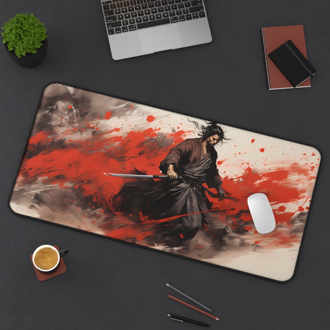 Samurai Desk Mat Japanese Art Mouse Pad XXL Red and Black Etsy