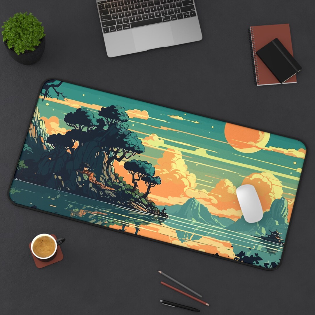 Anime Landscape Desk Mat Japanese Art Mouse Pad XXL Etsy