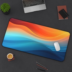 Orange and Blue Desk Mat, Gradient Art Mouse Pad XXL, Anti-slip Gaming Mousepad, Colorful Minimalist Desk Decor for Work and Play