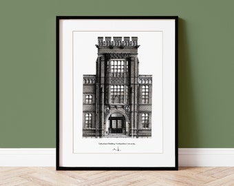 Northumbria University, Sutherland Building, Newcastle Upon Tyne, Art prints, Graduation Gifts, gift idea, university gift, decor