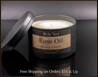 Premium Hand-Poured 6oz Rose Oil Essential Oil and Soy Wax Aromatherapy Candle