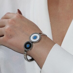 Double Evil Eye Adjustable Bracelet, Modern Protection Bracelet, Handmade Jewelry, Spiritüel Bracelet