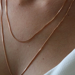 Rose Gold Snake Necklace Chain Herringbone Necklace Delicate Rose Gold Plated Steel Necklace - Minimalist and Elegant Jewelry