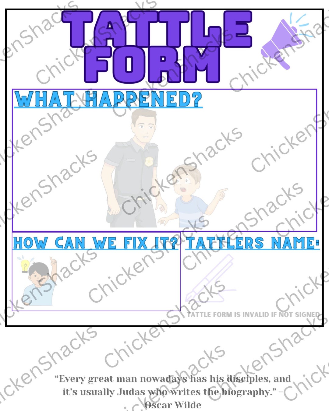 Tattle Form Downloadable Digital File Tiktok Viral Homeschool Etsy