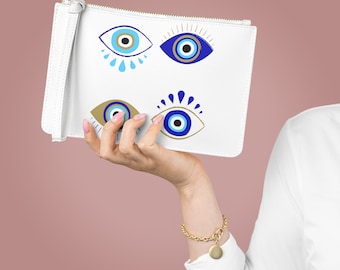 Evil Eye Print Clutch Bag