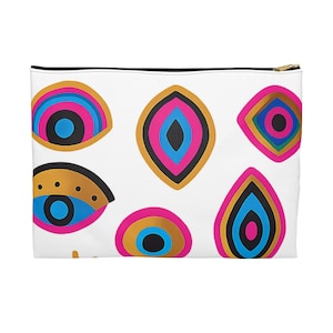 Evil Eye Accessory Pouch, Zipper Pouch, Makeup Bag, Small Storage Bag, Coin Purse, Boho Gift