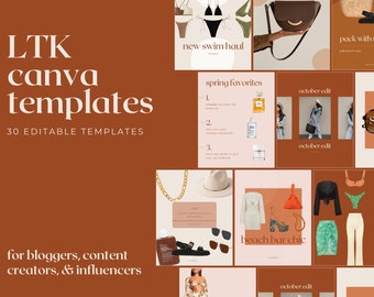 33 LTK Canva Vorlagen | Liketoknow.it für Fashion Beauty Influencer Blogger Content Ersteller | Neutral, Braun, Minimalistische Ästhetik