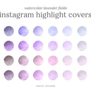 24 Watercolor Instagram Highlight Covers | Lavender, Purple, Periwinkle Colors | Story Highlight Covers