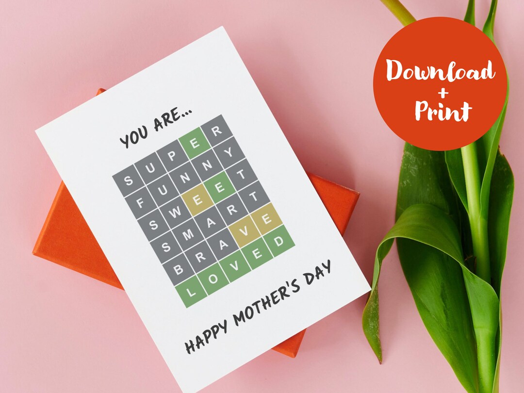Wordle Mother's Day Card Happy Mother's Day Card Printable PDF Instant