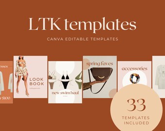 33 LTK Canva Templates | Liketoknow.it for Fashion Beauty Influencers Bloggers Content Creators | Neutral, Brown, Minimalist Aesthetic