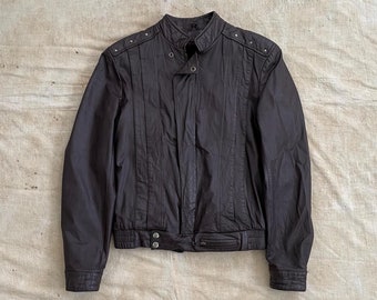 Vintage 1970s Studded Leather Jacket Cafe Racer